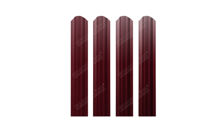 Штакетник Прямоугольный фигурный 0,45 PE-Double RAL 3005 красное вино